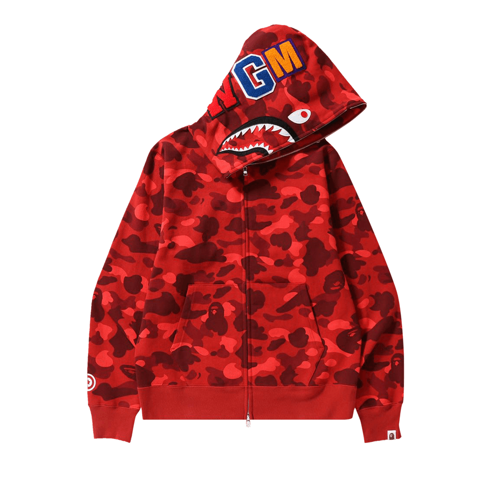 Red ABC Camo Shark Full Zip-Up Hoodie