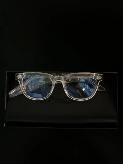 CHROME HEART GLASSES - CLEAR & SILVER BADGES