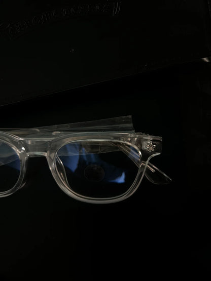 CHROME HEART GLASSES - CLEAR & SILVER BADGES