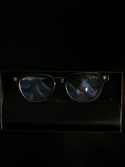 CHROME HEART GLASSES - BLACK & SILVER BADGES