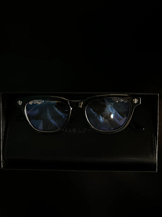 CHROME HEART GLASSES - BLACK & SILVER BADGES