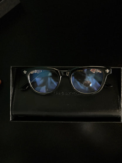 CHROME HEART GLASSES - BLACK & SILVER BADGES