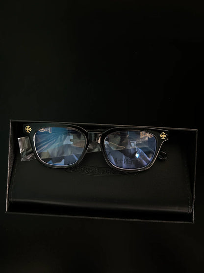 CHROME HEART GLASSES - BLACK & GOLD BADGES