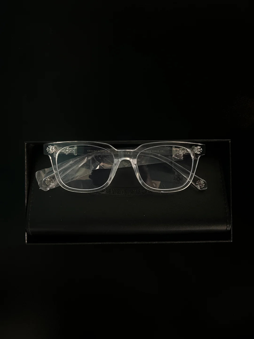 CHROME HEART GLASSES - BLACK & GOLD BADGES