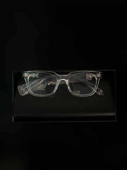 CHROME HEART GLASSES - BLACK & GOLD BADGES