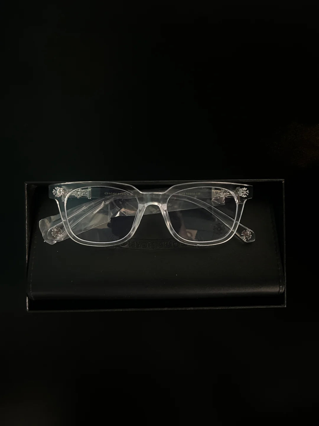 CHROME HEART GLASSES - BLACK & GOLD BADGES