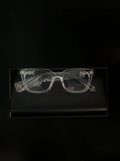 CHROME HEART GLASSES - BLACK & GOLD BADGES