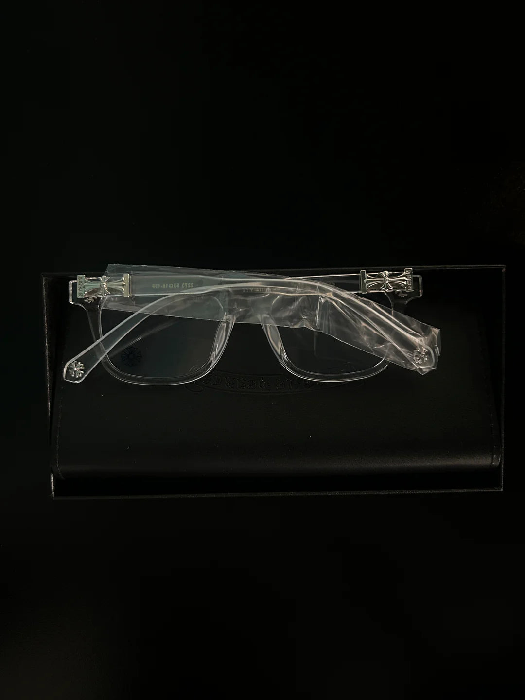 CHROME HEART GLASSES - BLACK & GOLD BADGES