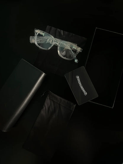 CHROME HEART GLASSES - BLACK & GOLD BADGES