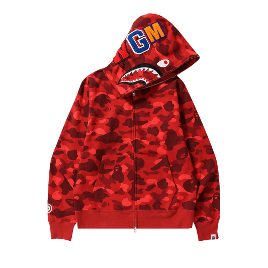 Red ABC Camo Shark Full Zip-Up Hoodie